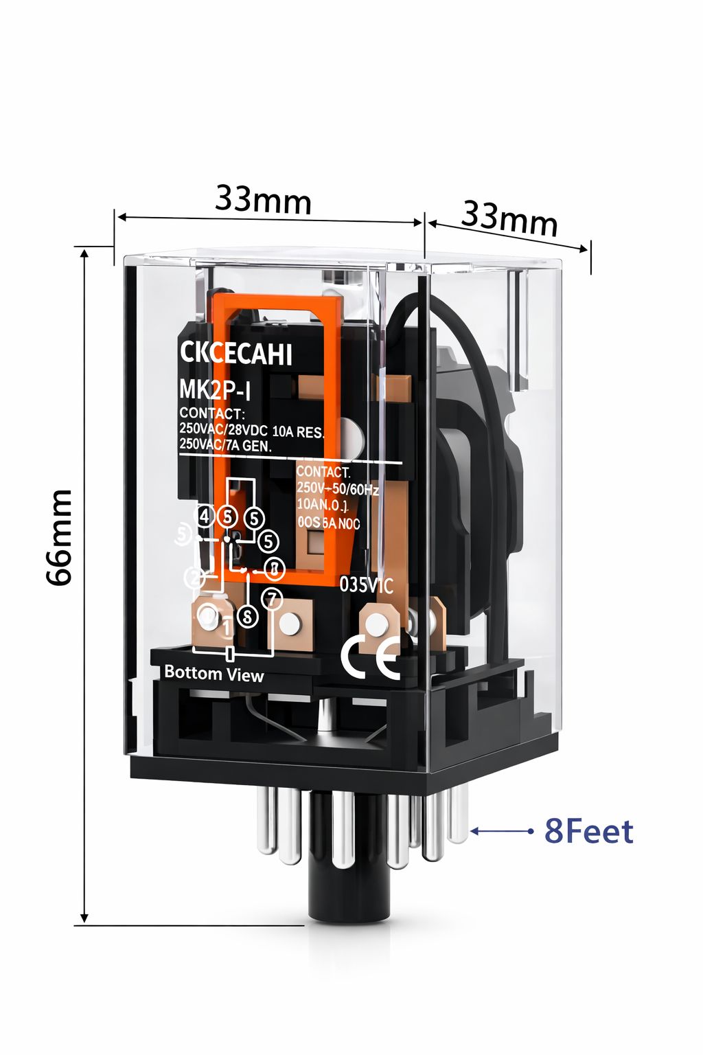 Relé Octal 220vac 10a 2na+2nc 2