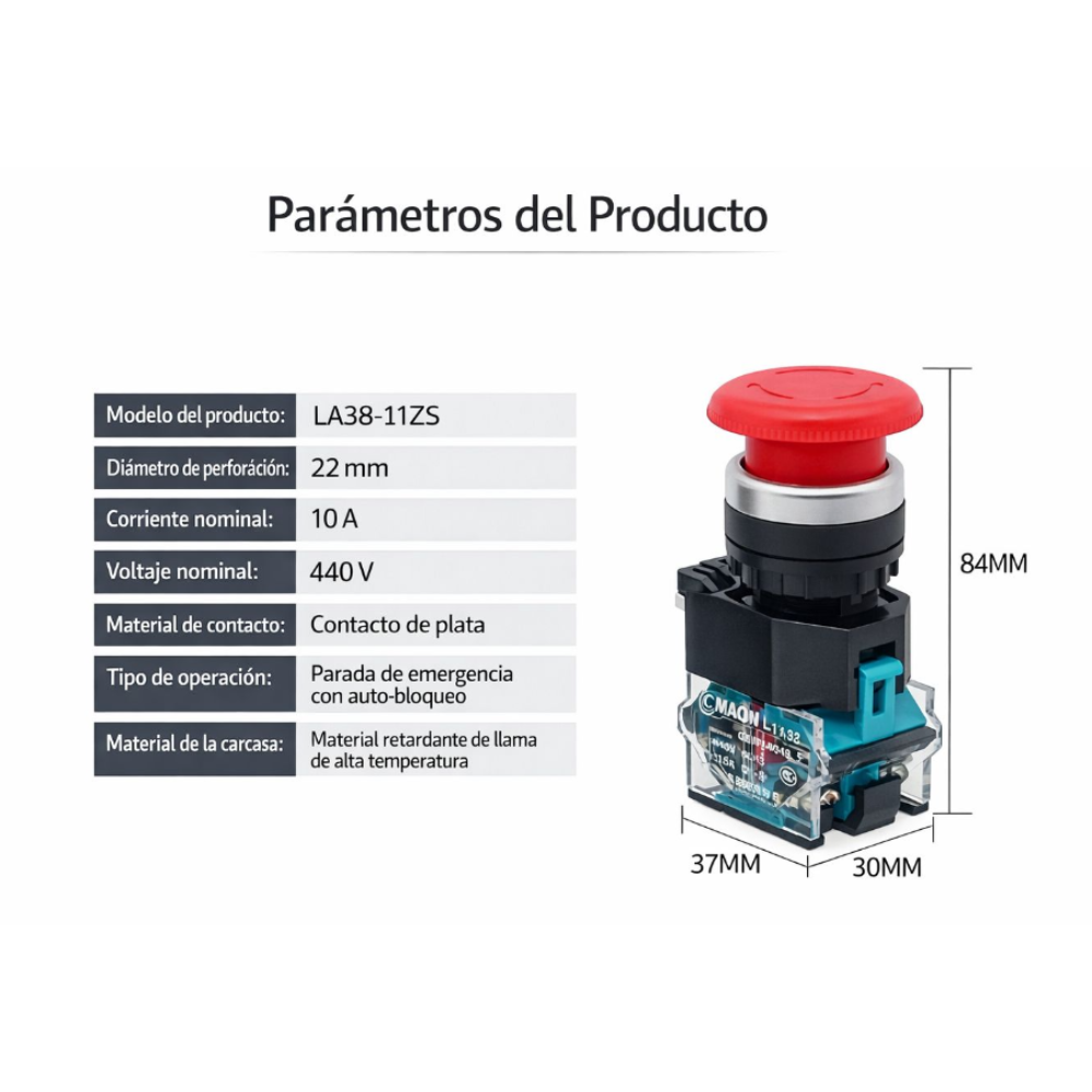 Pulsador de emergencia con retención LA38-11ZS 3