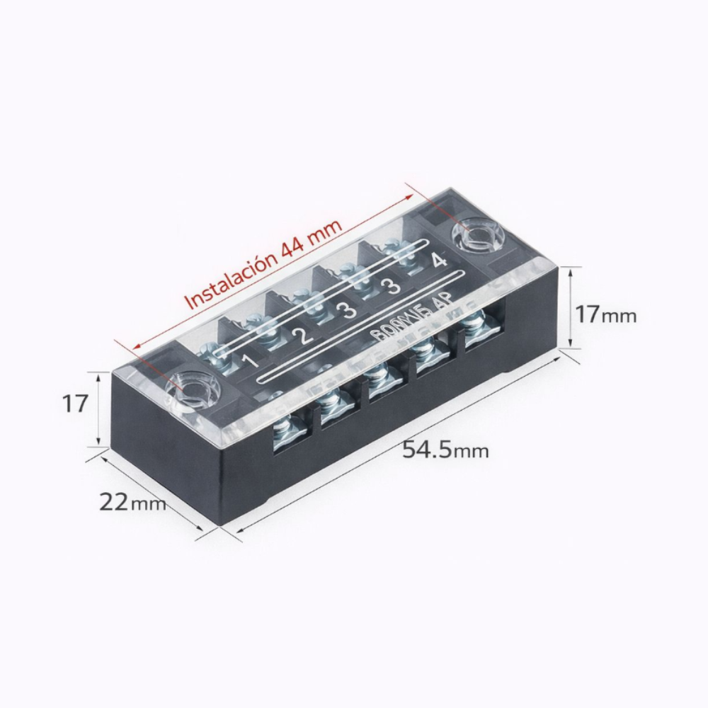 Regleta de conexión aislada / bornera de tornillo 4 polos 2