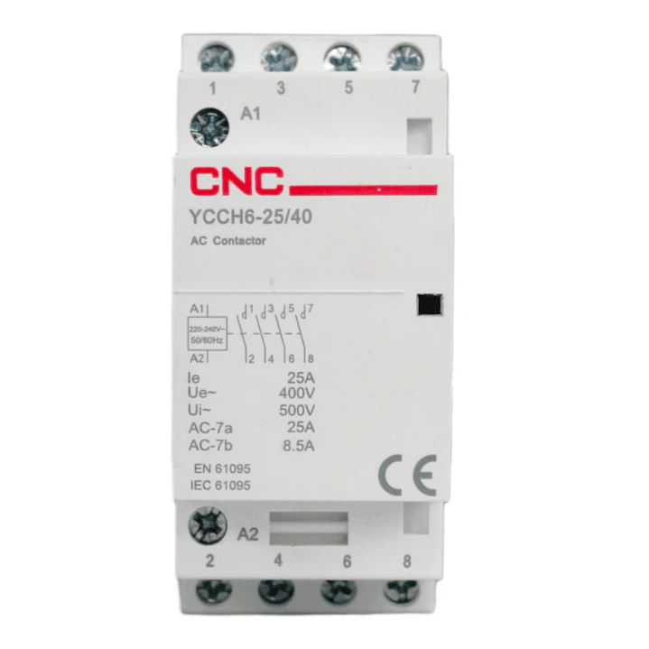 Contactor modular 2P YCCH6 25A bobina 220vac 4NO 1