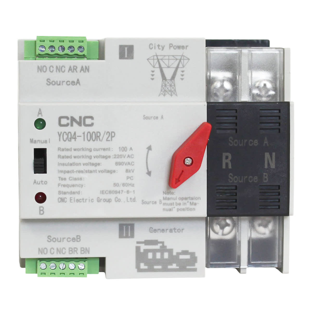 Switch de transferencia automatica YCQ4 100A 2P 2