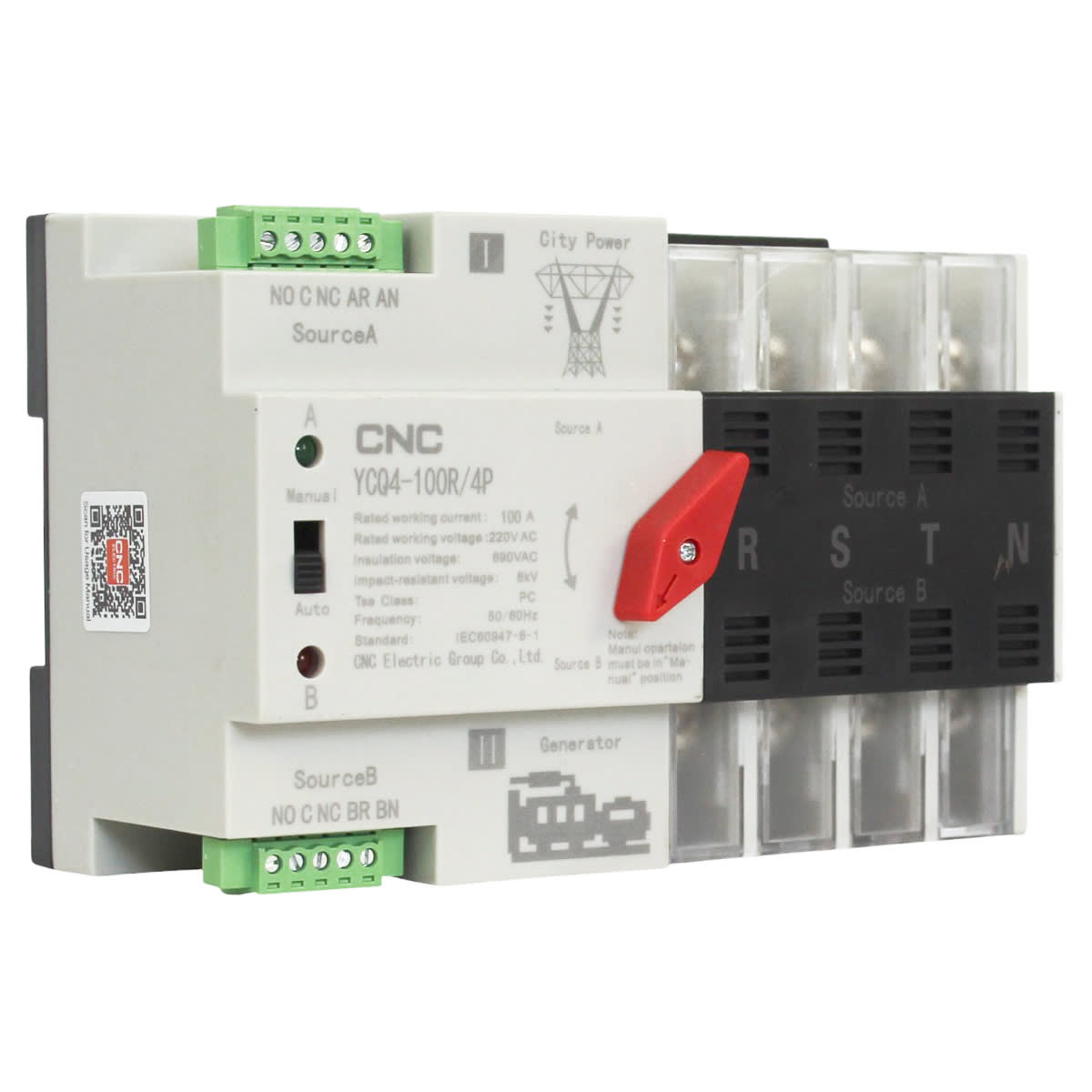  Switch de transferencia automatica YCQ4 100A 4P 1