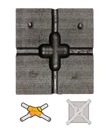 Molde de Grafito Unión en X Plana 50 mm² - 1/0 AWG 2