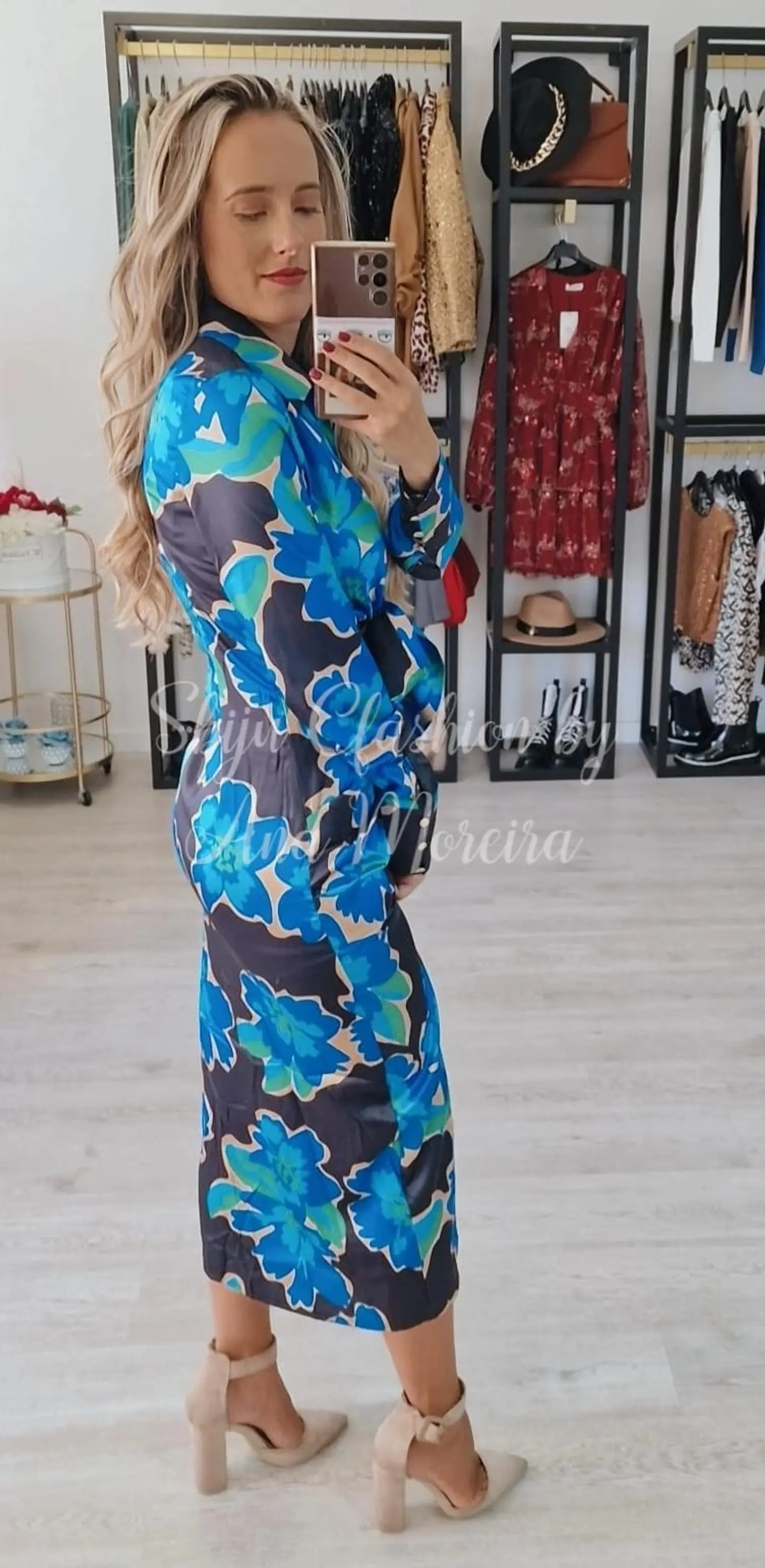 Vestido de Cetim Midi Estampado 2