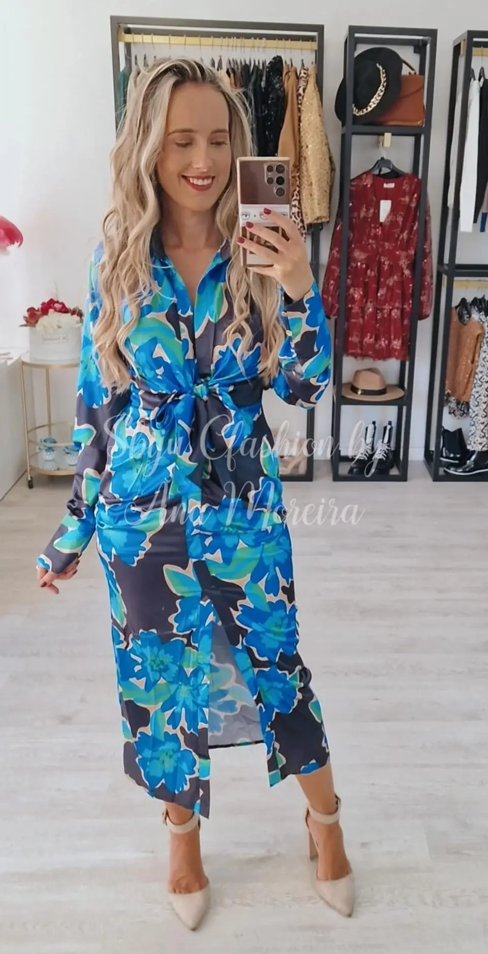 Vestido de Cetim Midi Estampado 3