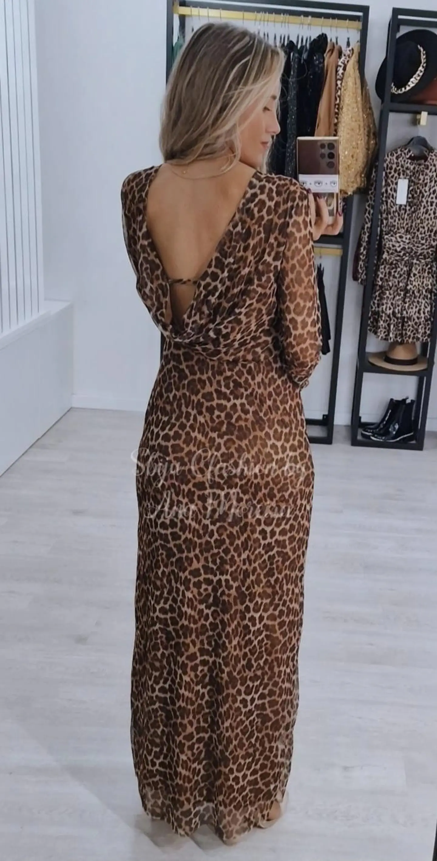 Vestido Leopardo com Decote nas Costas - TU 2