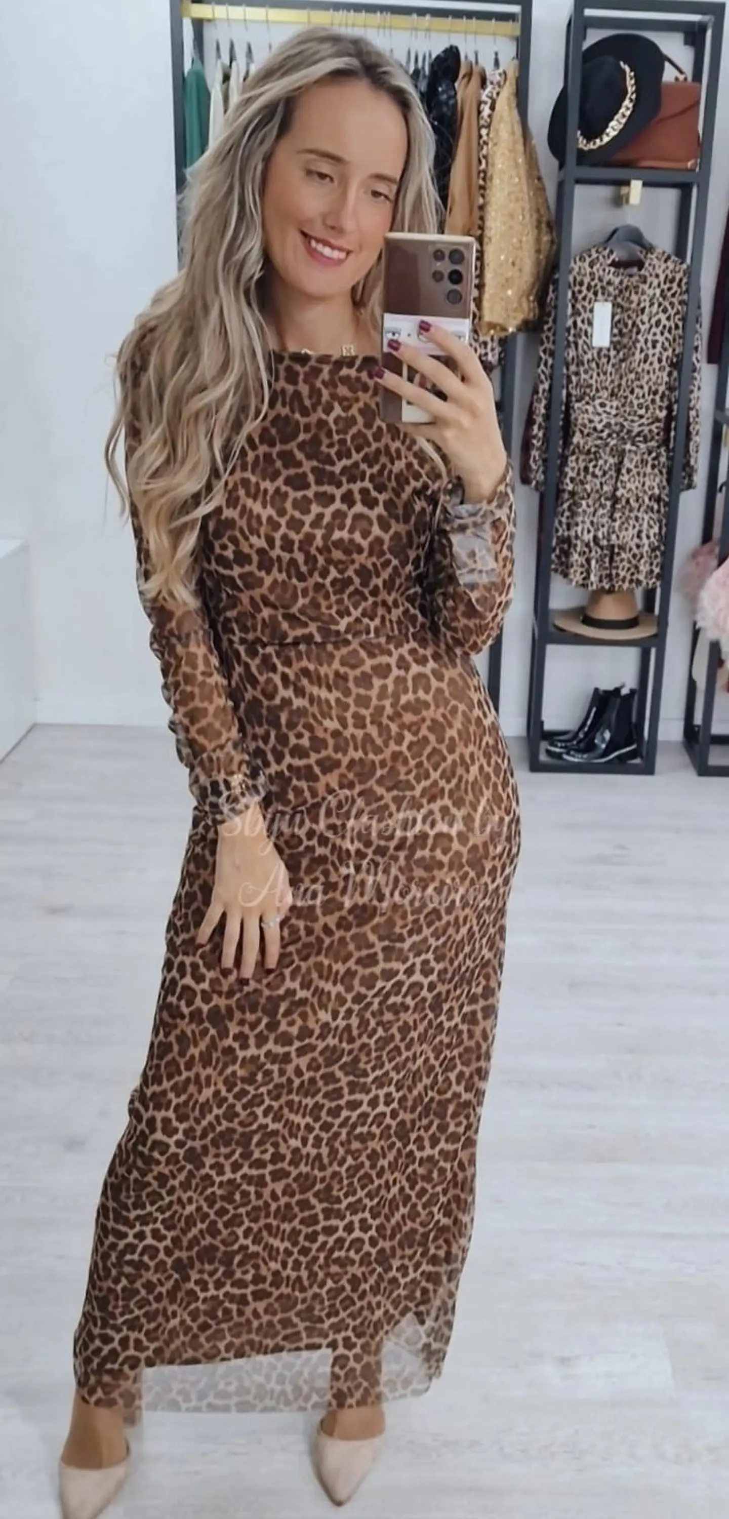 Vestido Leopardo com Decote nas Costas - TU 1