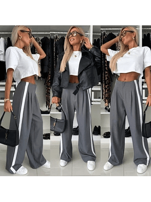 Calça com Risca Branca de Lado - TU