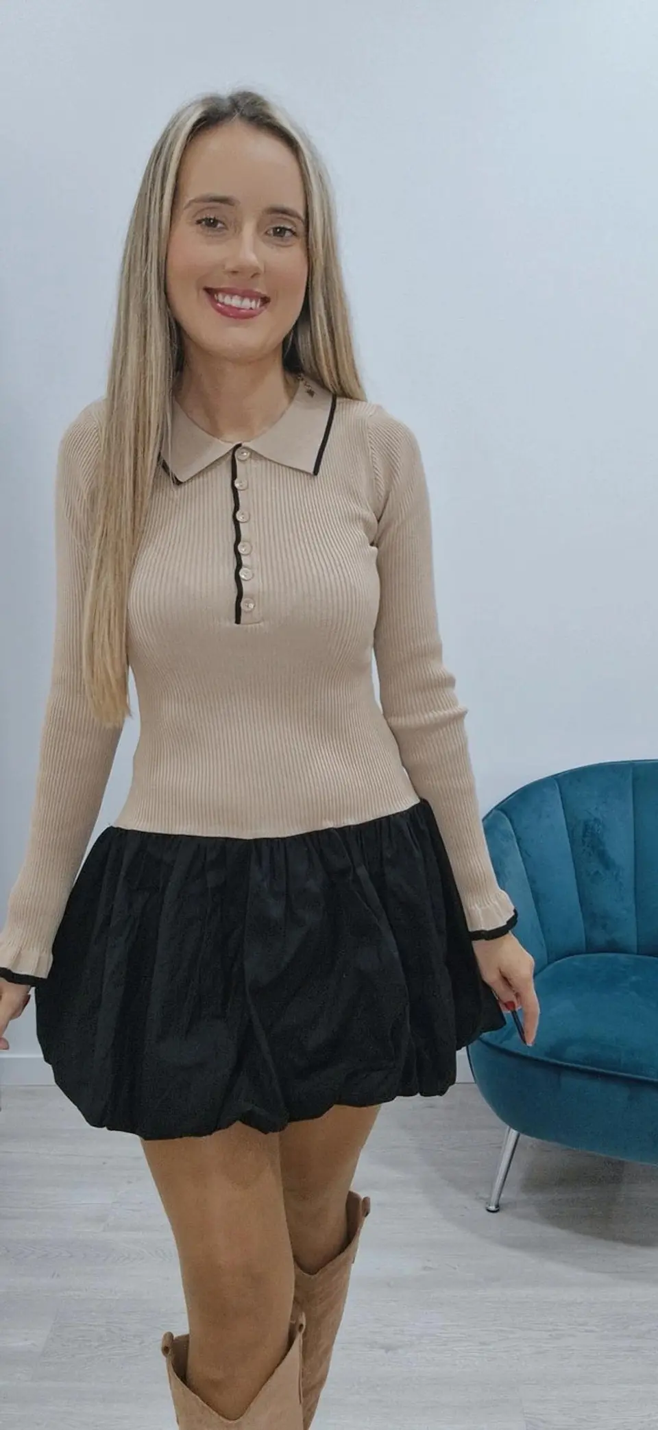 Vestido Balão com Detalhe de Botões no Peito 4