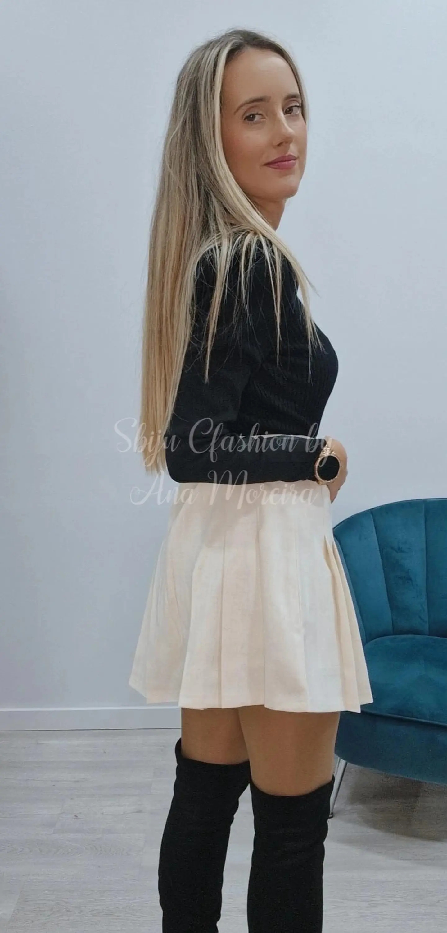 Saia-Calção Bege com Cinto 2