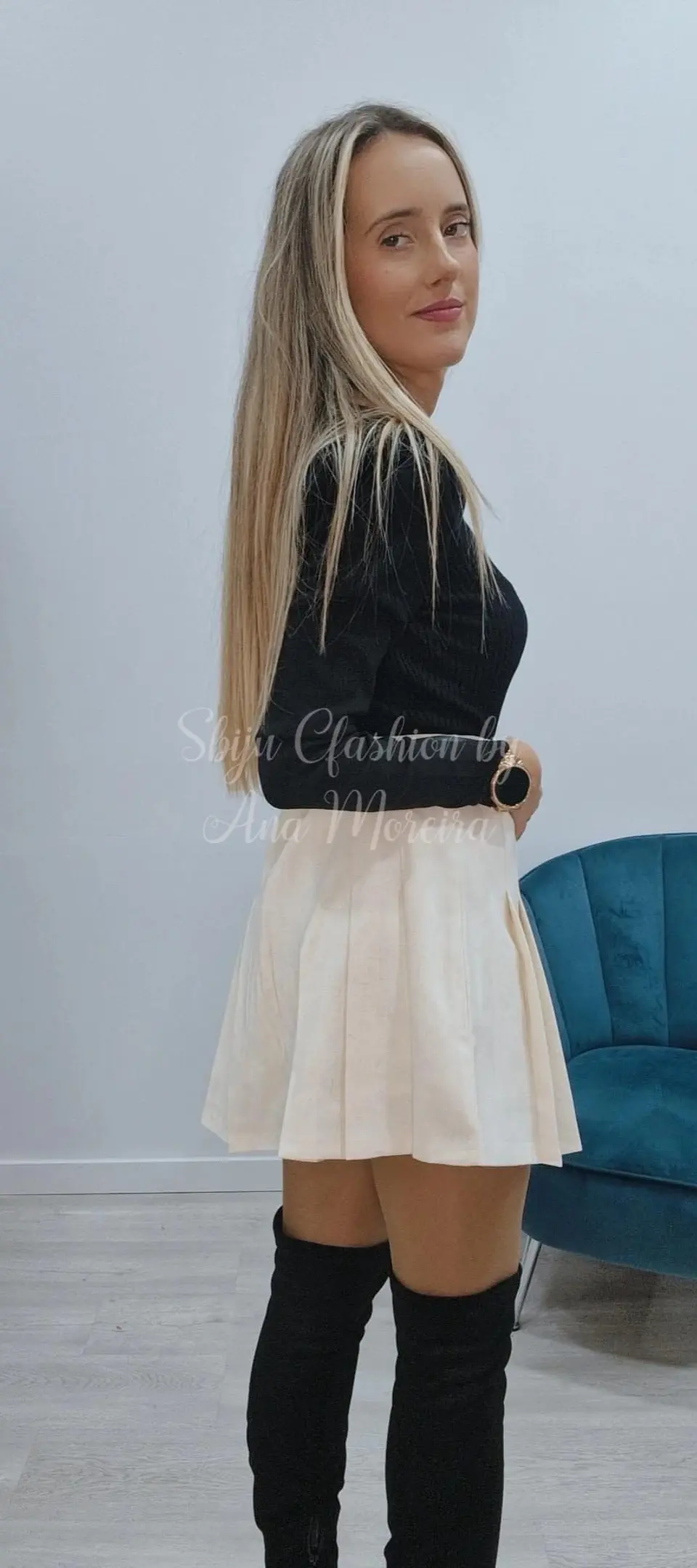 Saia-Calção Bege com Cinto 2