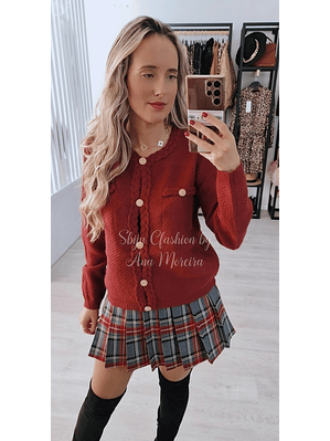 Casaco bordô de tecido de relevo - TU