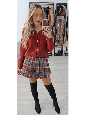 Casaco bordô de tecido de relevo - TU