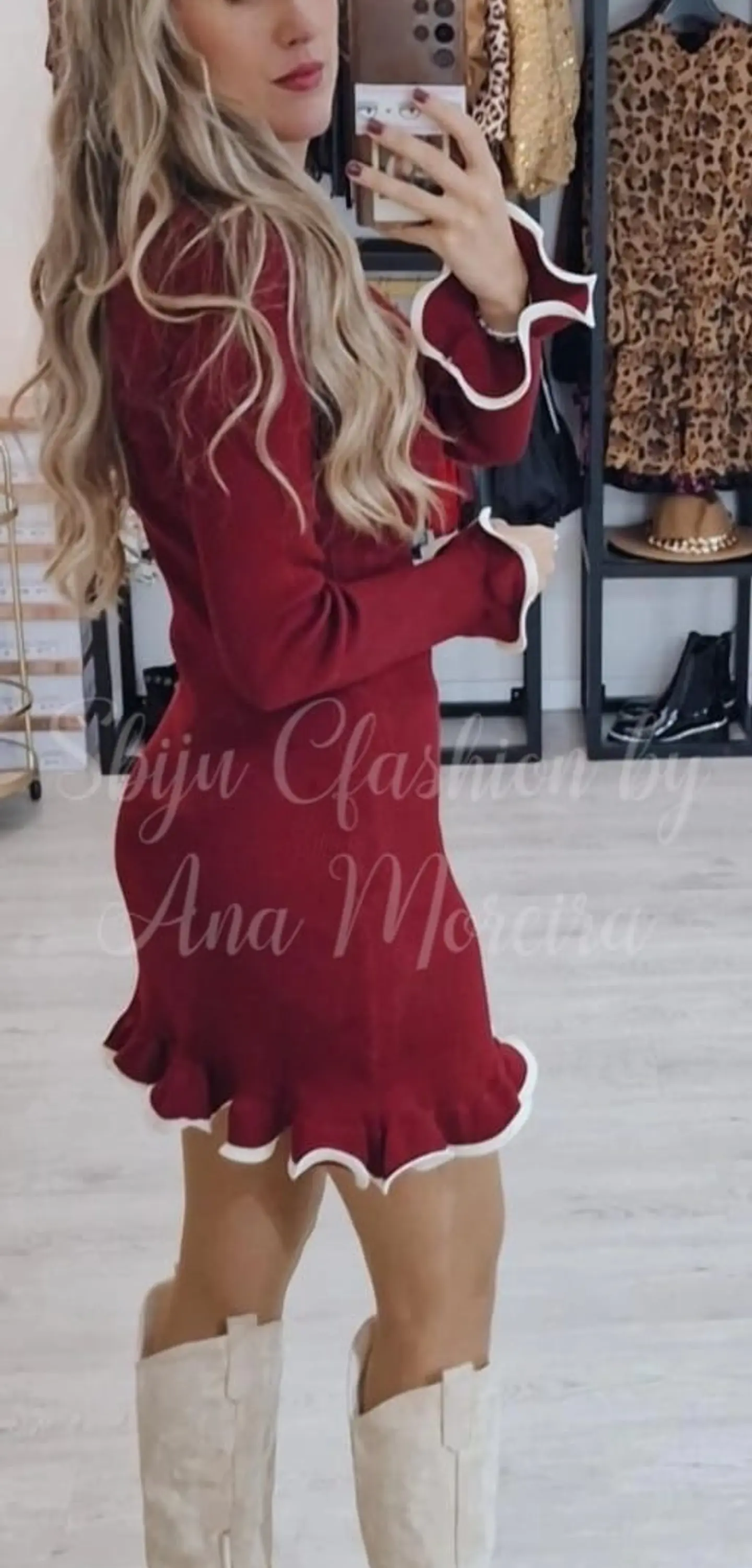 Vestido de Malha Canelada com Folho 6