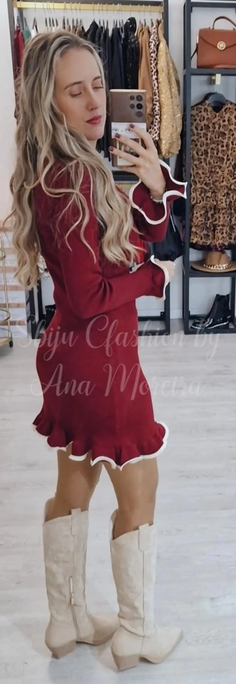 Vestido de Malha Canelada com Folho 6