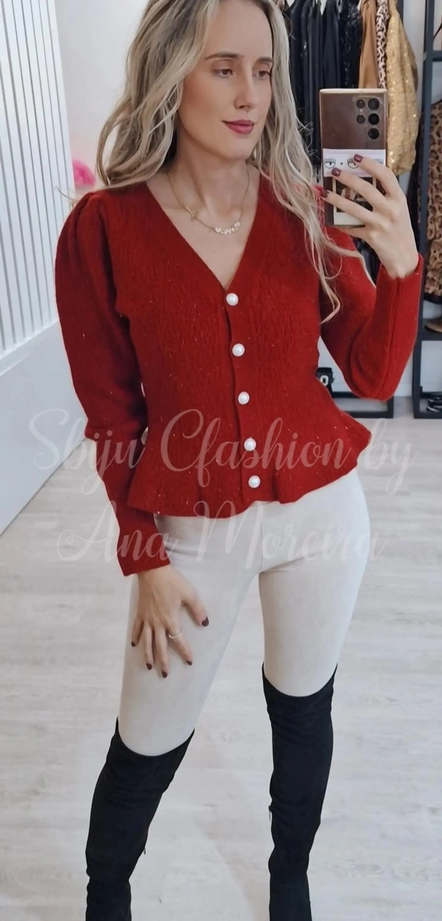  Casaco de Malha com Brilhos e Folho - TU 4