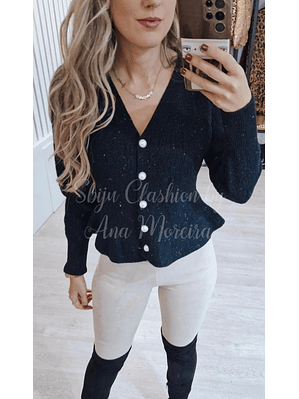  Casaco de Malha com Brilhos e Folho - TU