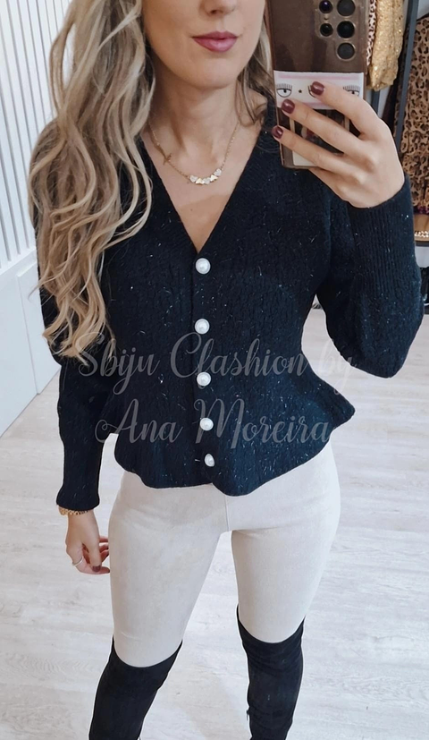  Casaco de Malha com Brilhos e Folho - TU