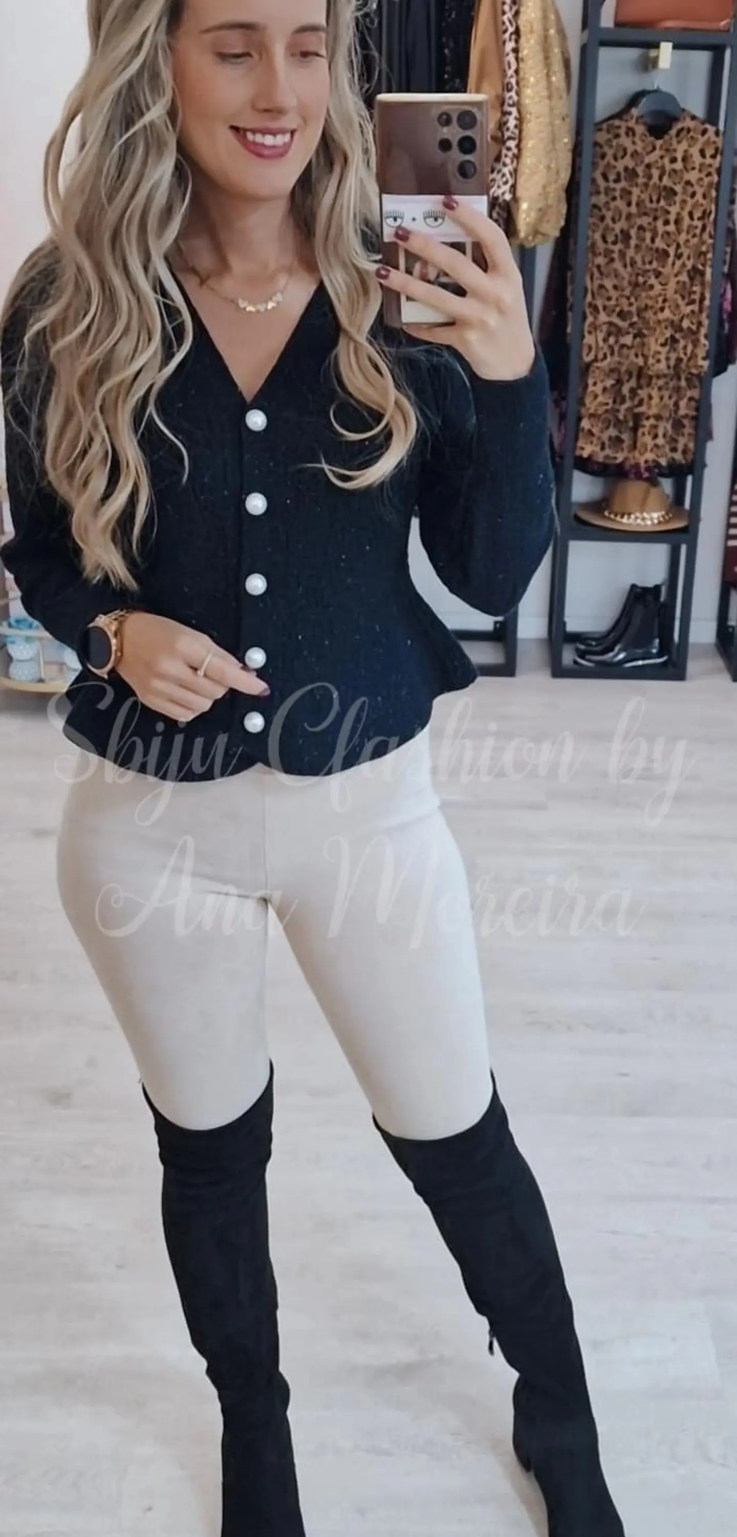  Casaco de Malha com Brilhos e Folho - TU 2