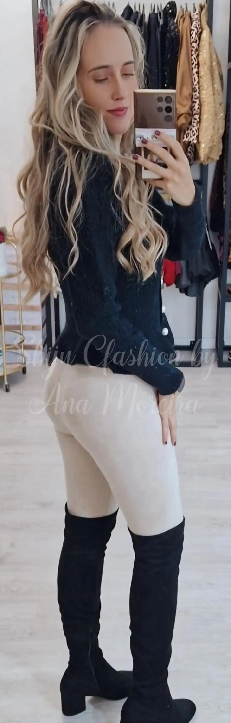  Casaco de Malha com Brilhos e Folho - TU 3