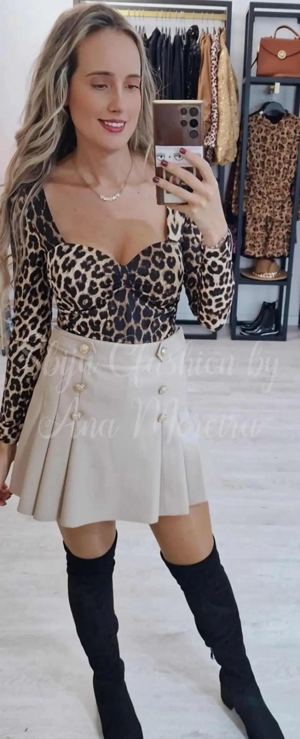 Saia-Calção em Ecopele Bege 1