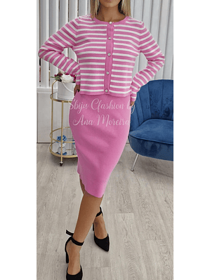 Conjunto Casaco às Riscas + Vestido - TU