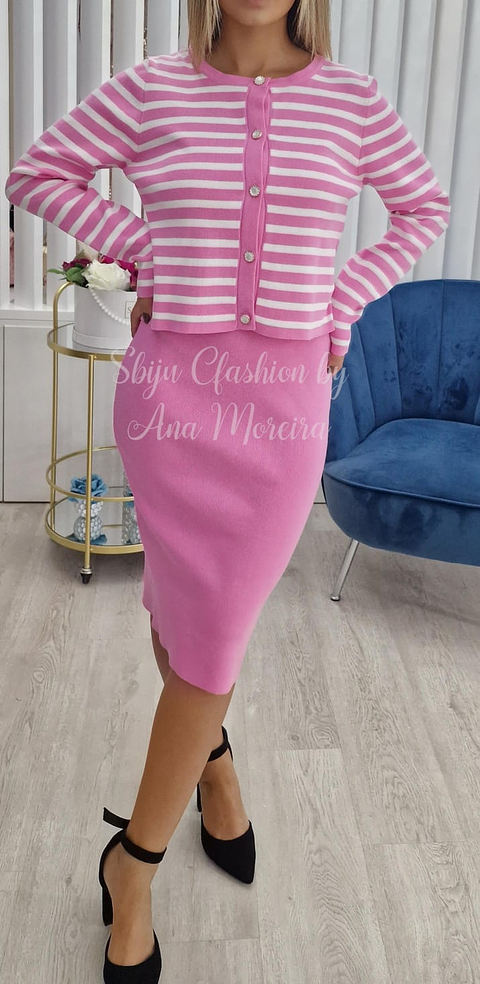 Conjunto Casaco às Riscas + Vestido - TU