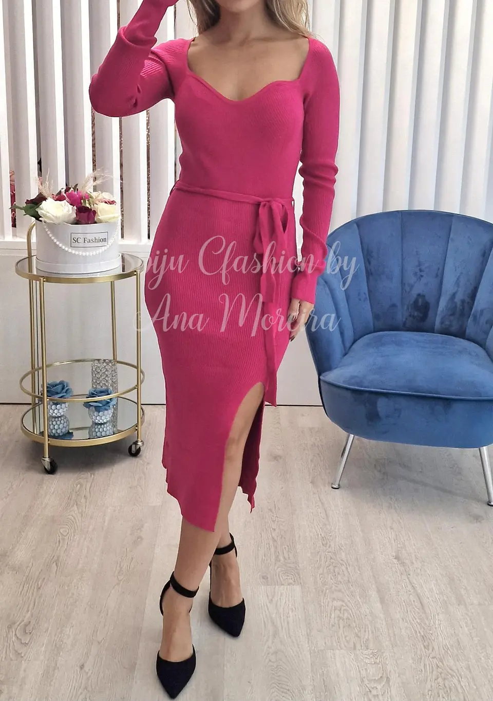 Vestido de Malha Midi com Cinto - TU 2