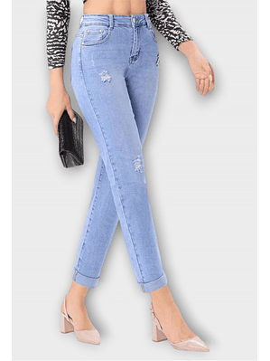 Calça ganga com detalhe brilhante 