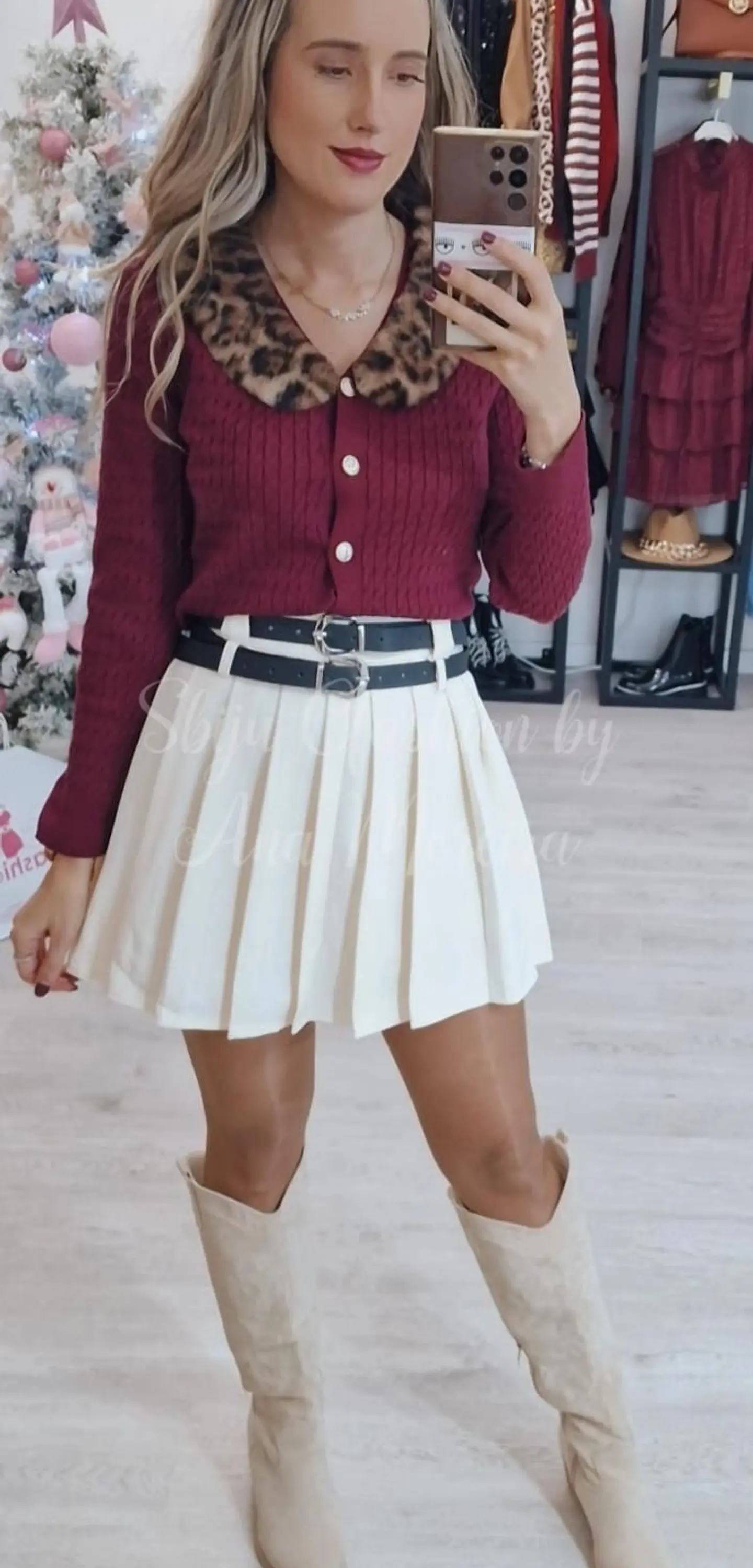 Casaco de Malha com Pêlo da Gola Removível  3