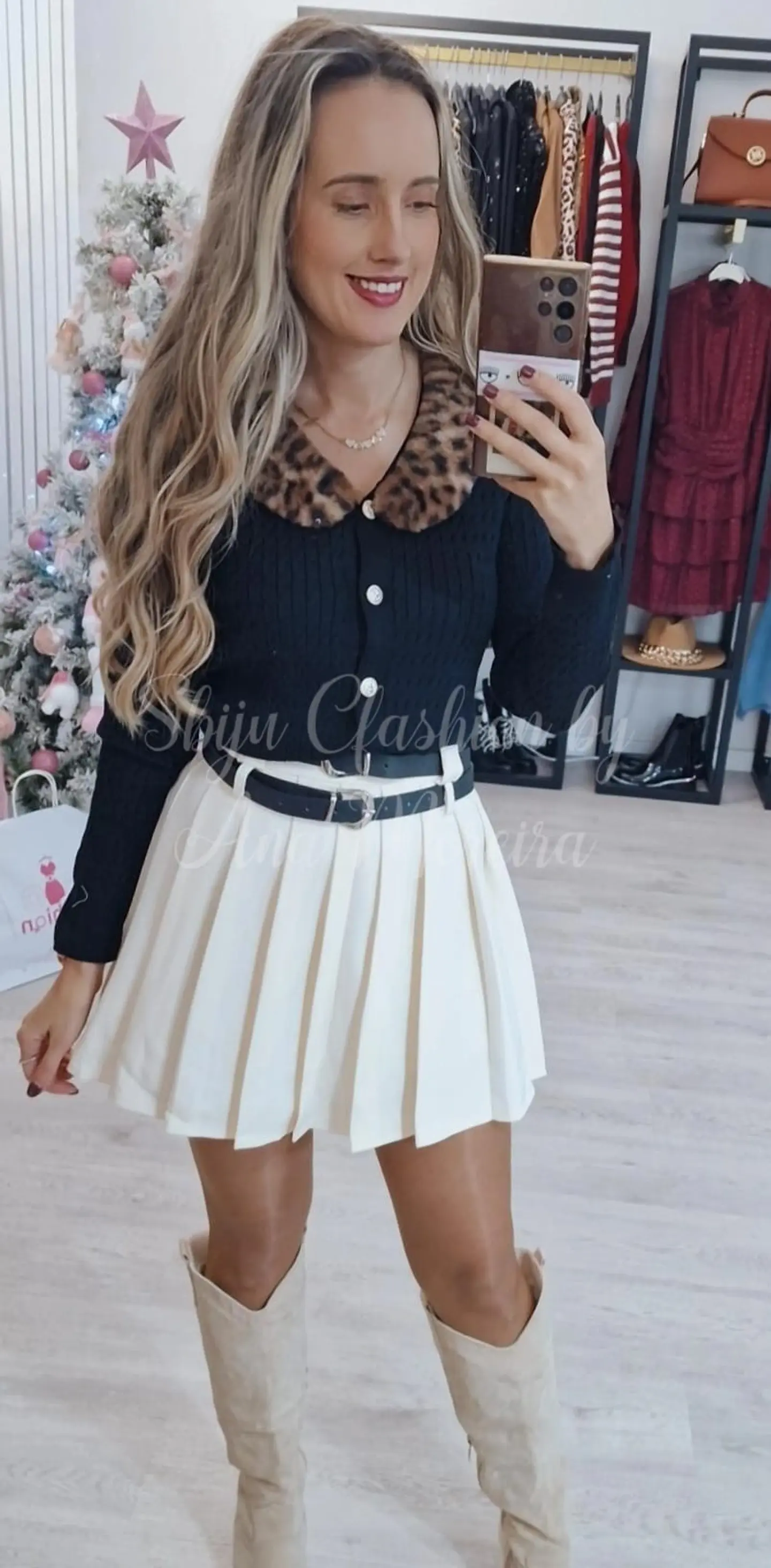 Casaco de Malha com Pêlo da Gola Removível  4