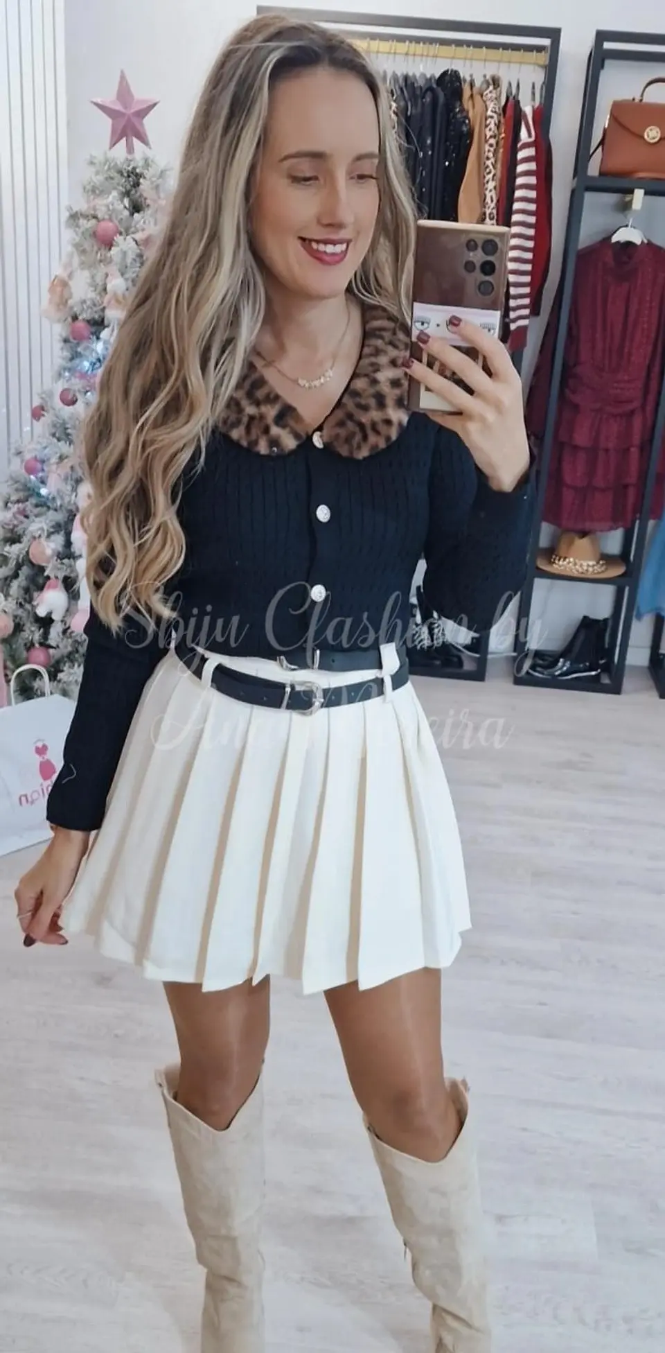 Casaco de Malha com Pêlo da Gola Removível  4