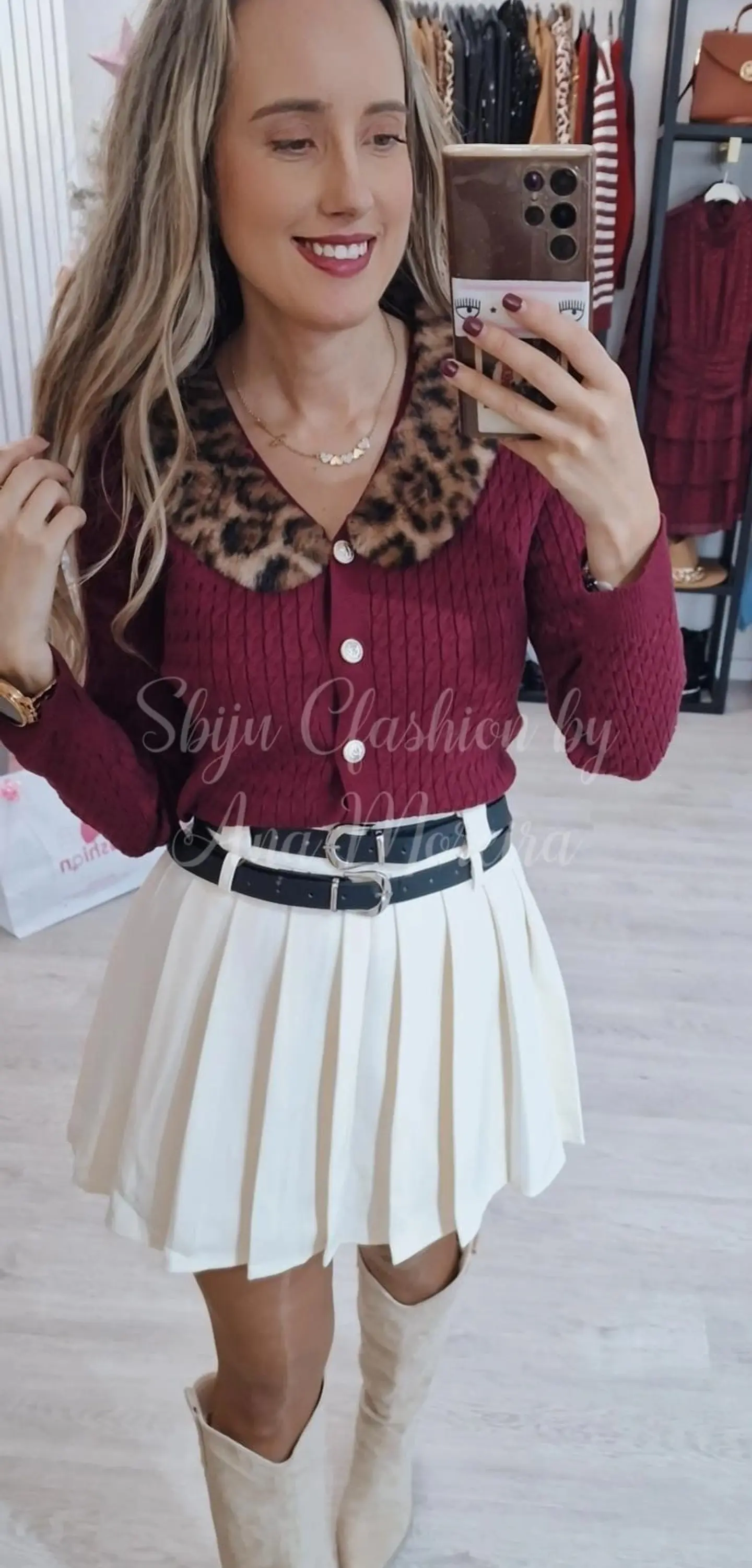 Casaco de Malha com Pêlo da Gola Removível  5