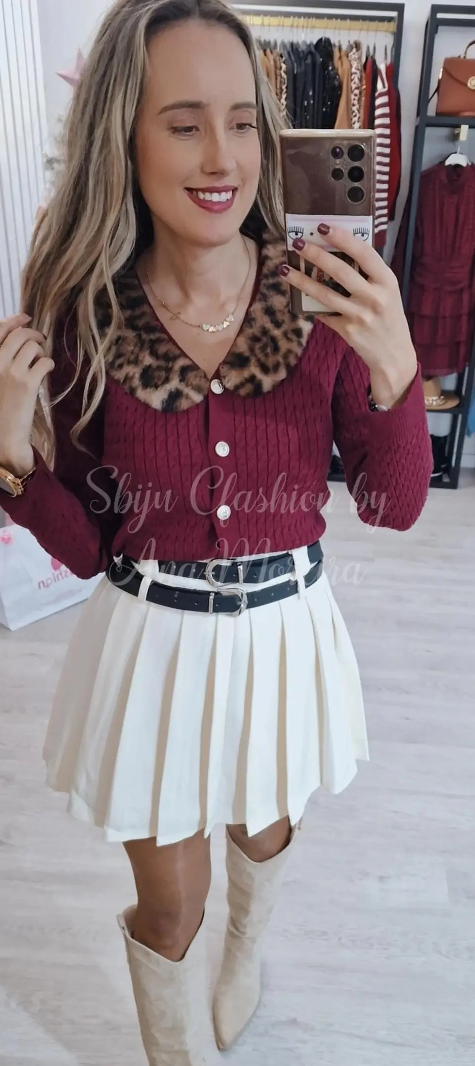 Casaco de Malha com Pêlo da Gola Removível  5