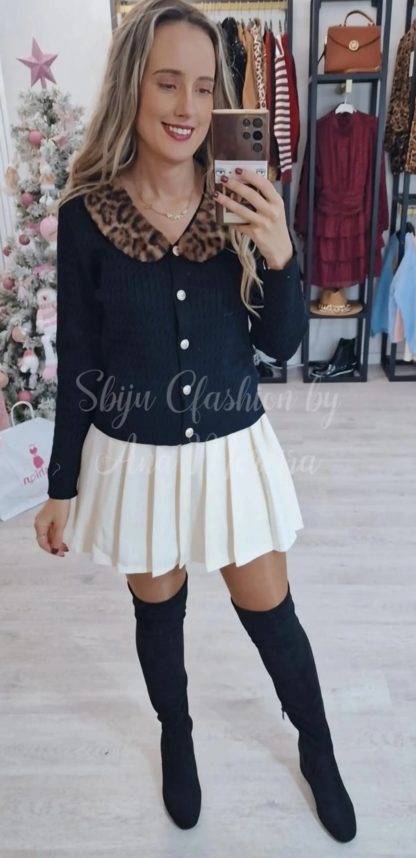 Casaco de Malha com Pêlo da Gola Removível  6