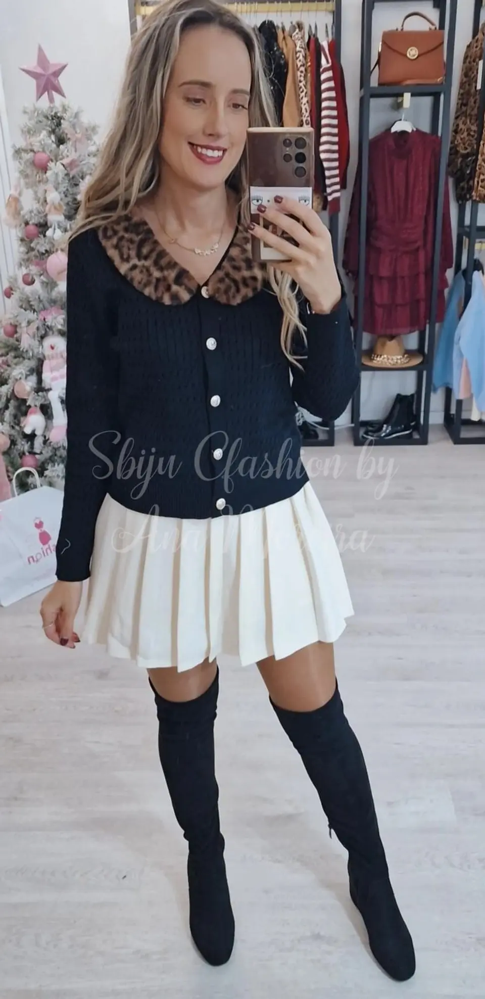 Casaco de Malha com Pêlo da Gola Removível  6