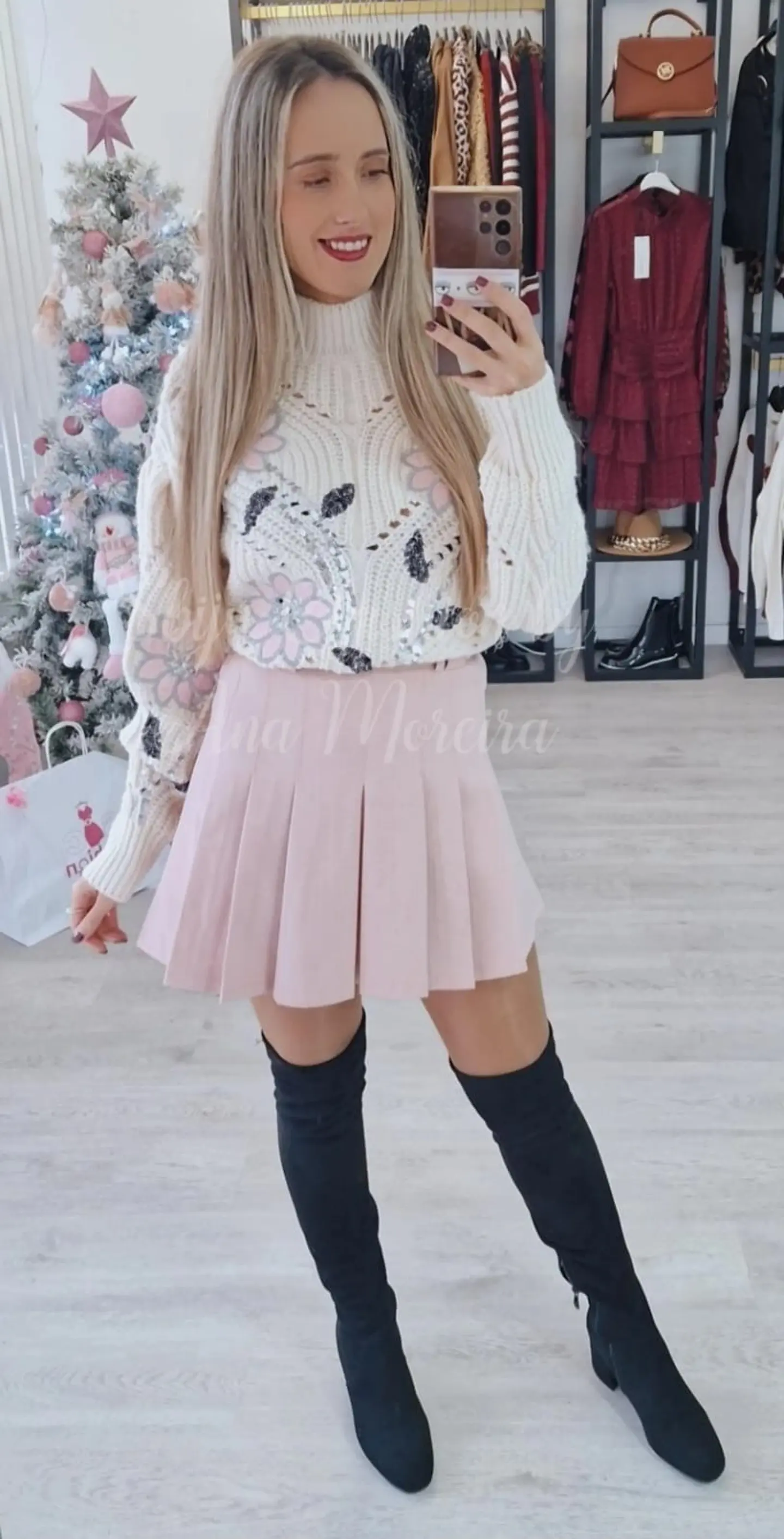 Saia Calção Rosa com Cinto 4