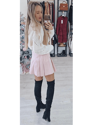 Saia Calção Rosa com Cinto