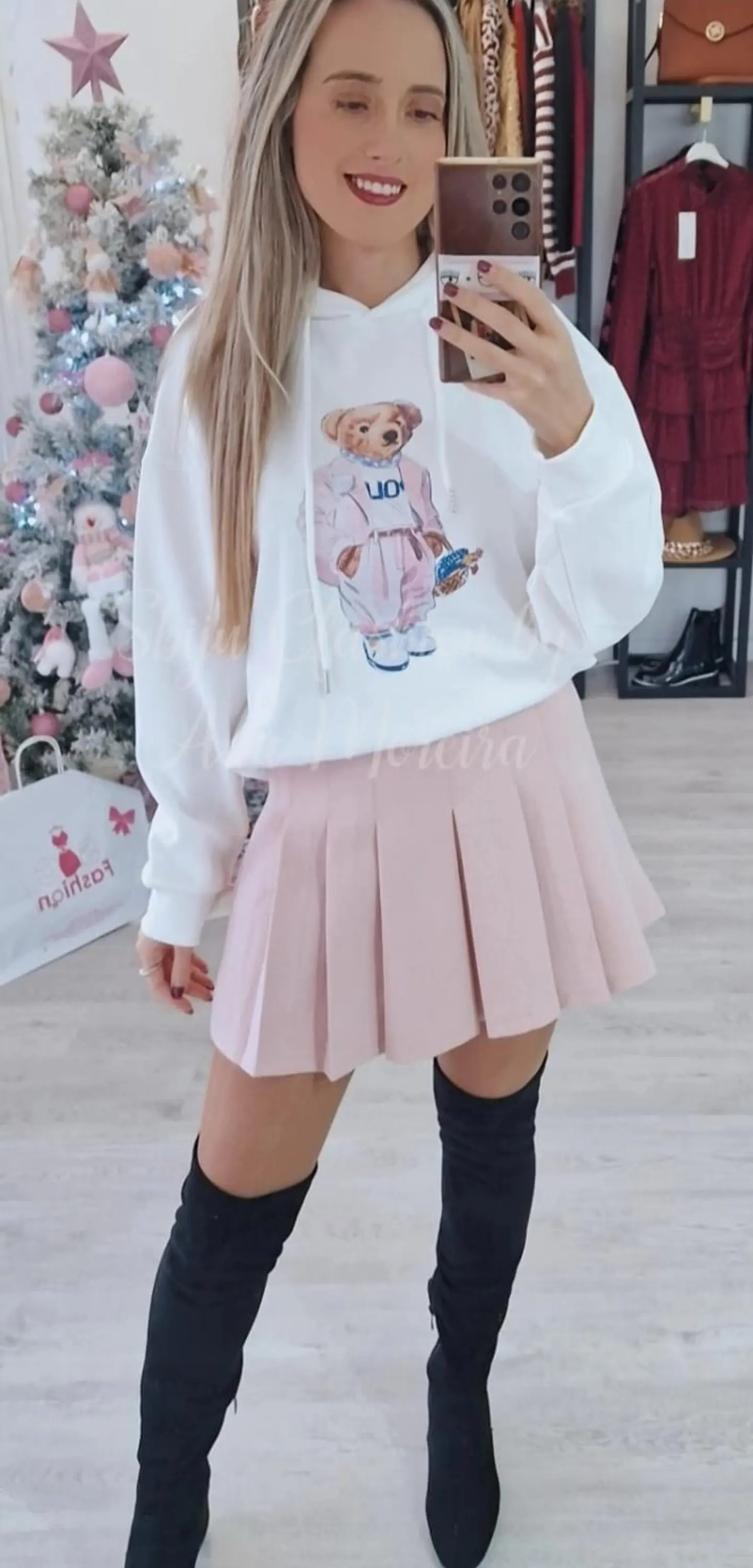 Saia Calção Rosa com Cinto 3