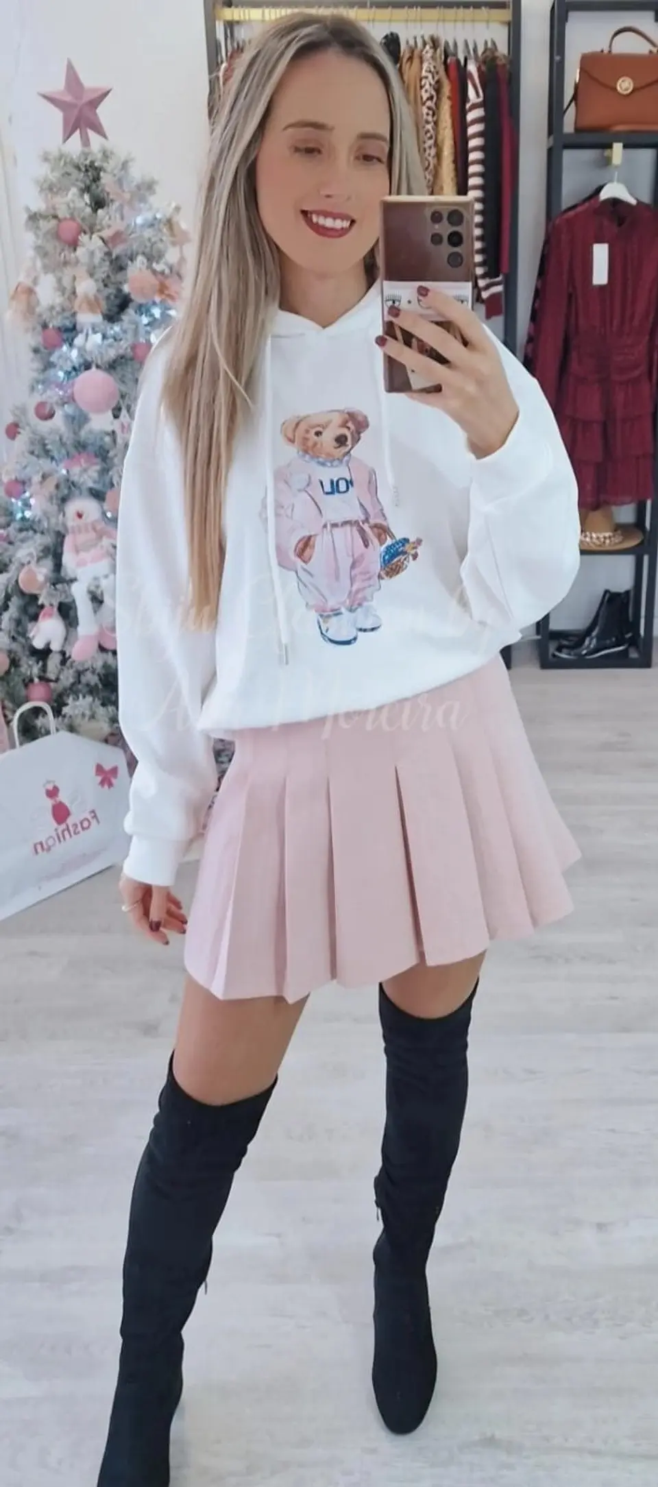 Saia Calção Rosa com Cinto 3