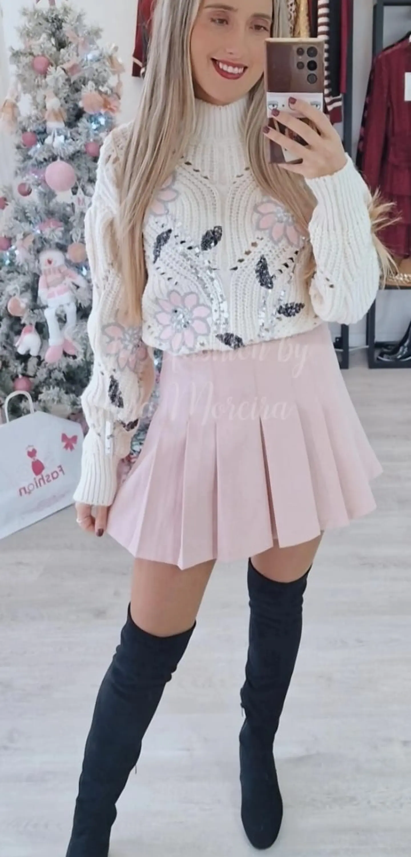 Saia Calção Rosa com Cinto 1