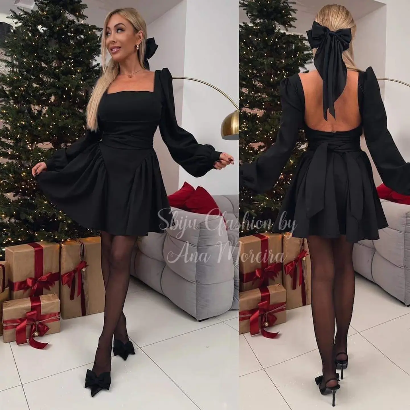  Vestido com Decote nas Costas, Laço e Copa Integrada 1