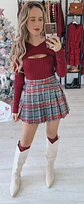 Saia-Calção com padrão Xadrez Bordô - thumbnail 4