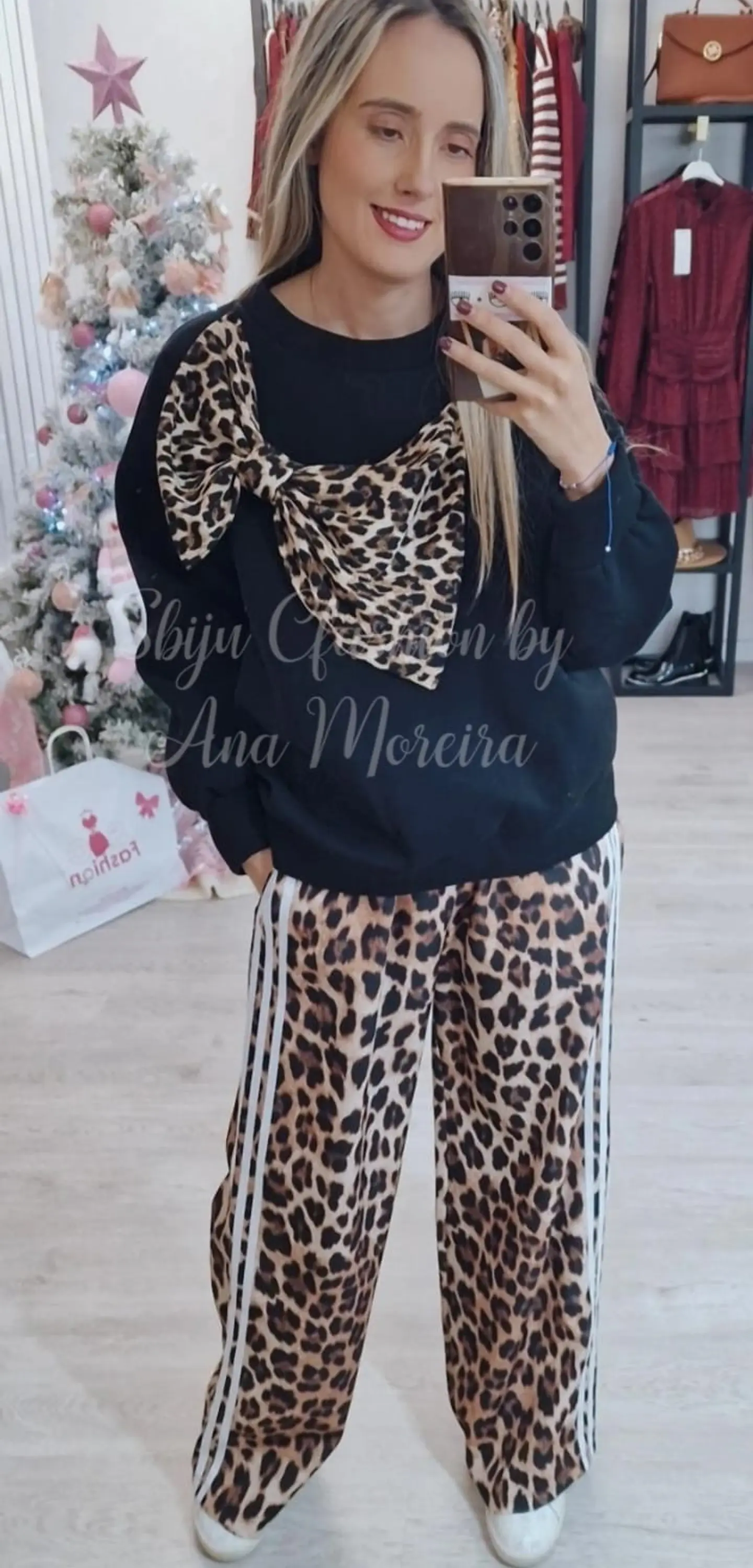 Camisola com Laço em Padrão Leopardo - TU 2