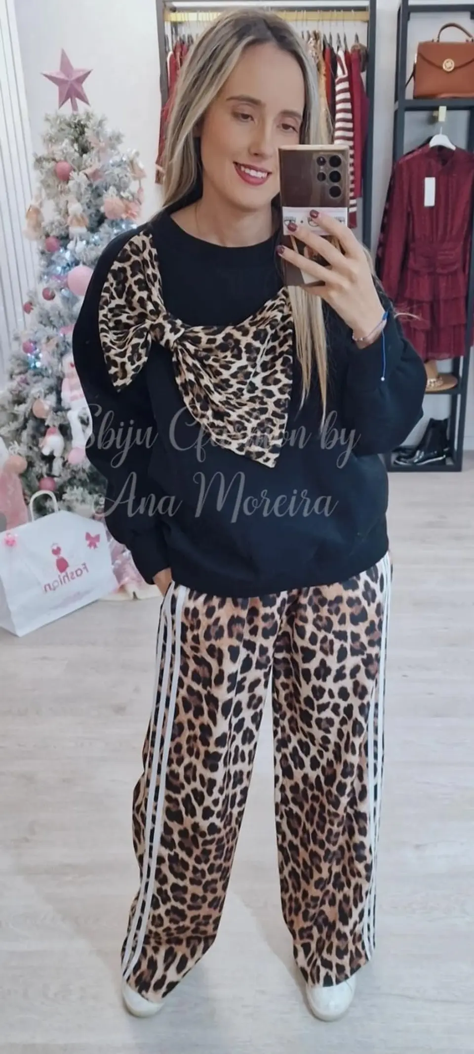 Camisola com Laço em Padrão Leopardo - TU 2