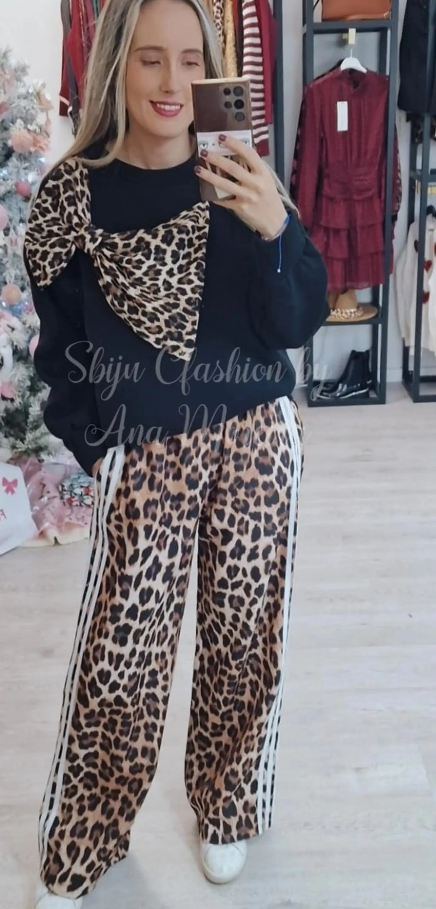 Camisola com Laço em Padrão Leopardo - TU 4