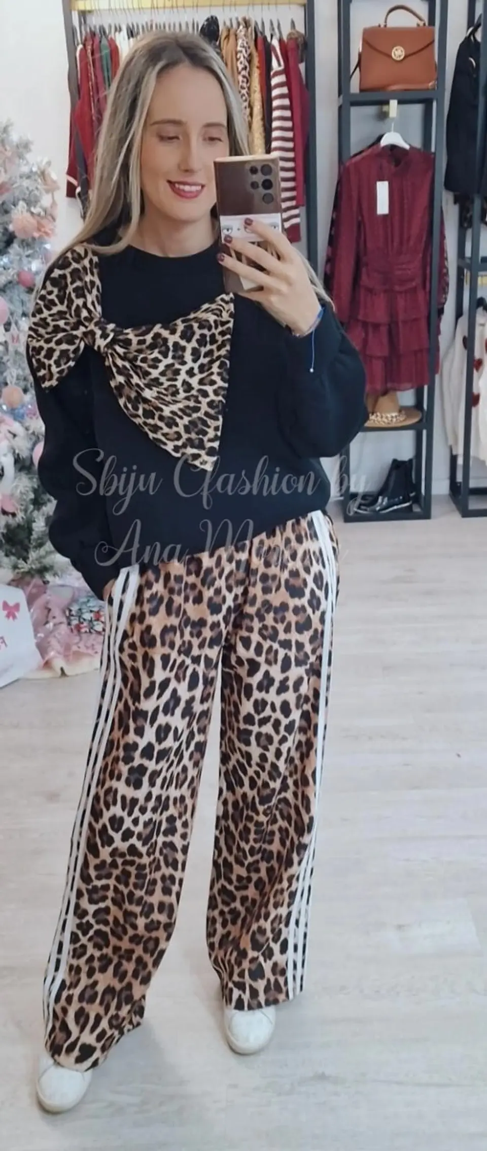 Camisola com Laço em Padrão Leopardo - TU 4