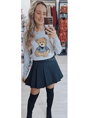 Camisola Cinzenta com Detalhe de Urso