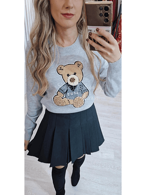 Camisola Cinzenta com Detalhe de Urso