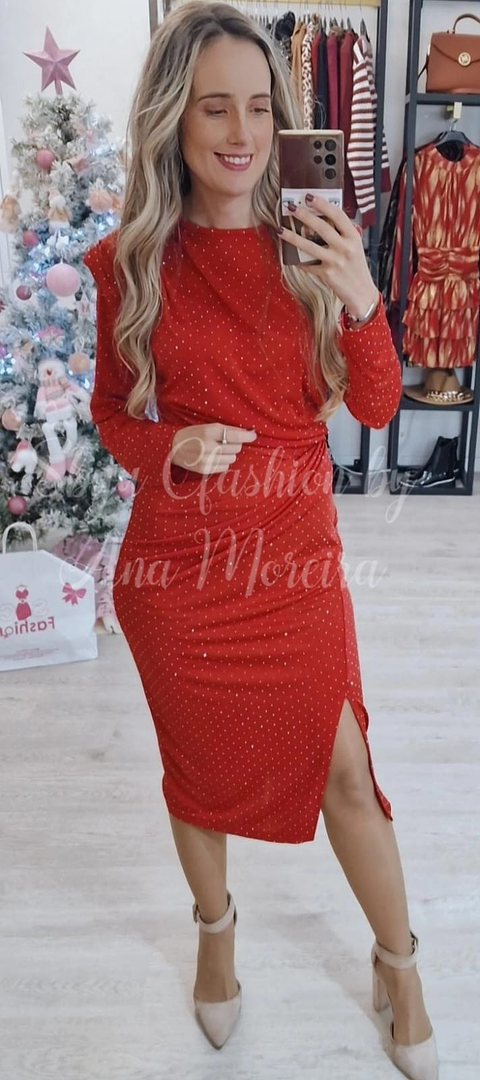 Vestido Midi com Brilhantes